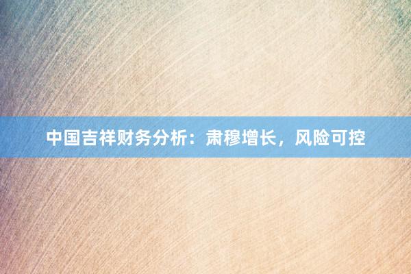 中国吉祥财务分析：肃穆增长，风险可控
